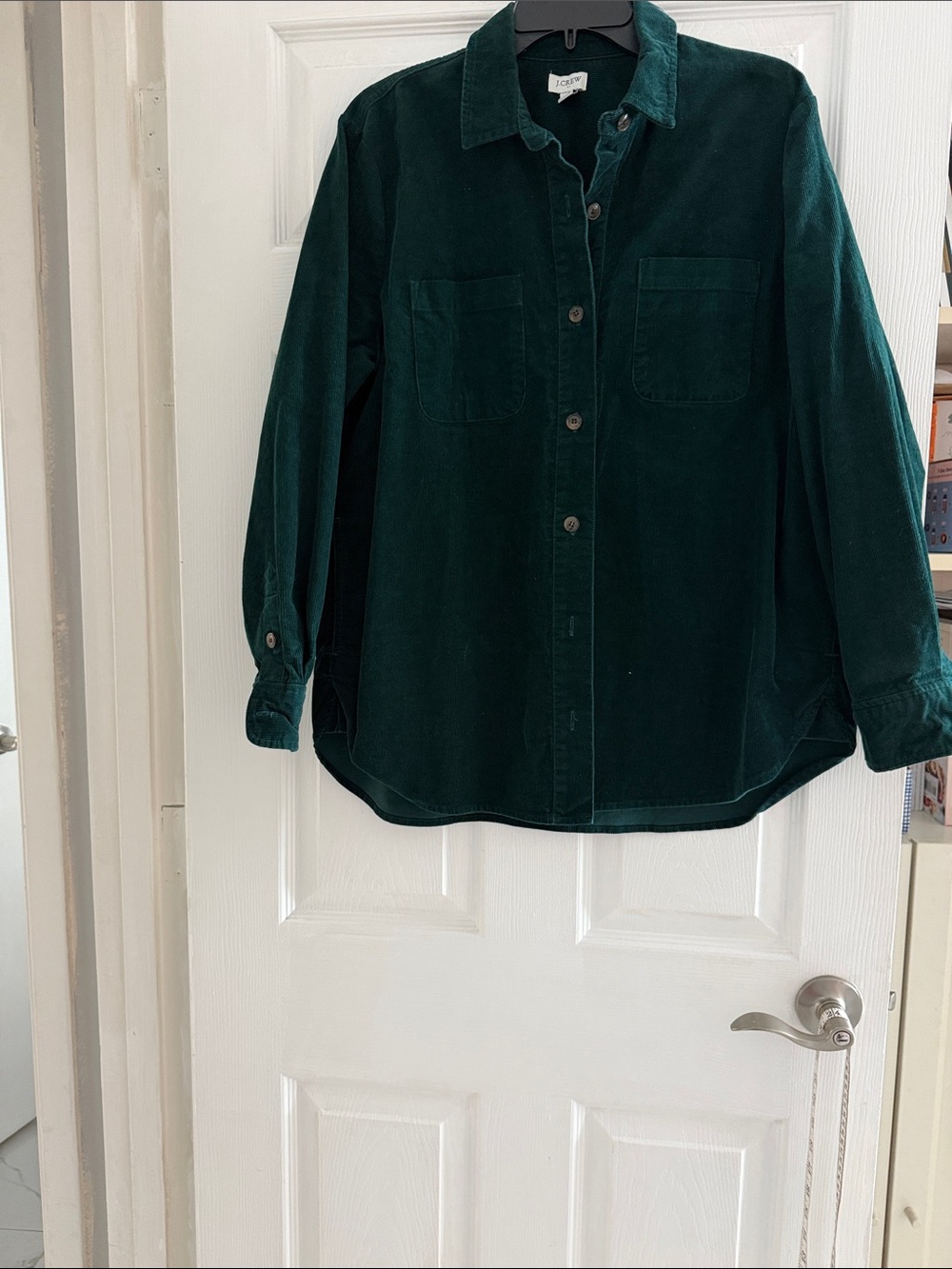 Vintage J.CREW Olive Green Corduroy Button Front Shirt Women's SZ: M